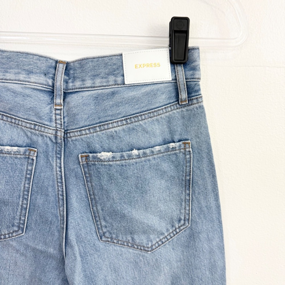 Express High Rise Wide Leg Relaxed Jeans Light Wash 100% Cotton Women's Size 2R - Picture 5 of 9
